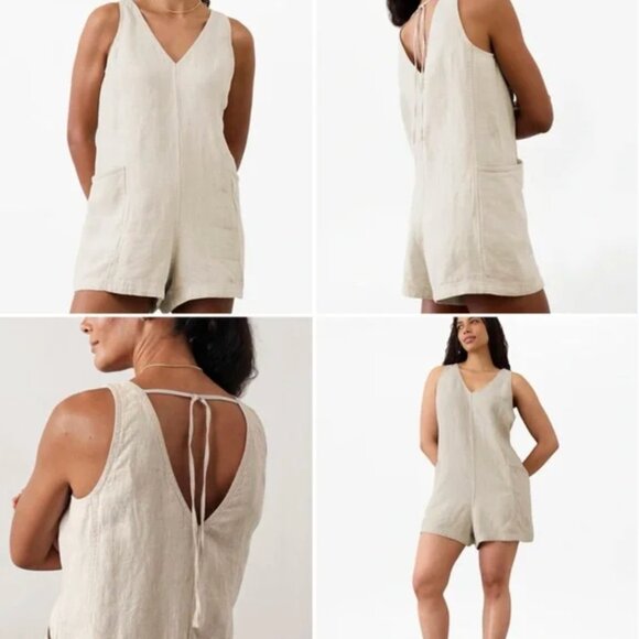 Athleta Pants - NWT Athleta Retreat Cream Linen Jumpsuit Romper Size Medium